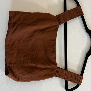 Brown open back linen top from zara